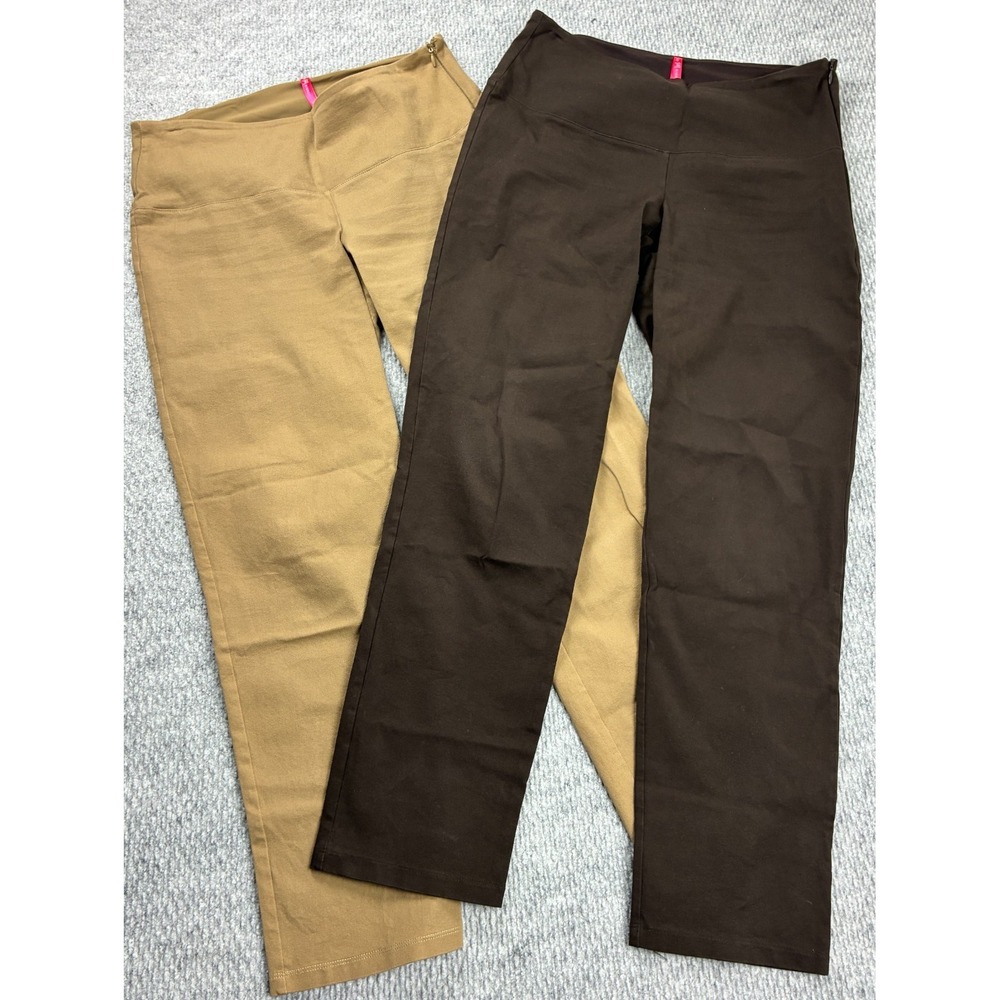 Ruby Ribbon Womens Medium Stretch Pants Black Khaki Side Zip Lot of 2